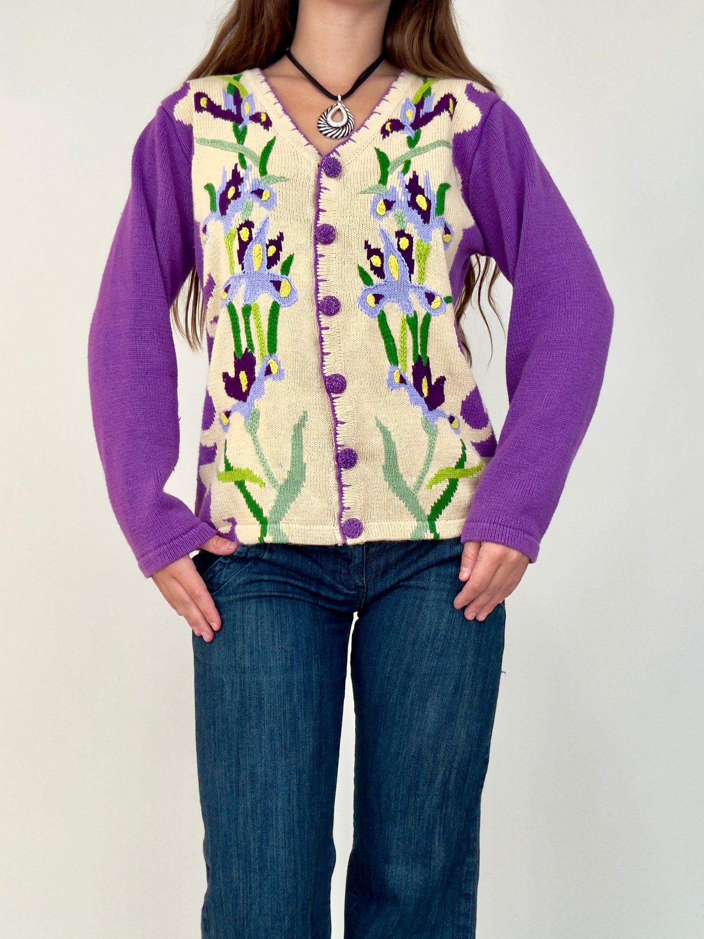 Purple Floral Sweater