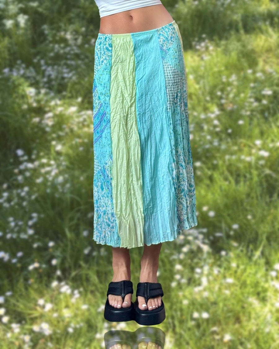 Blue & Green Y2K Maxi Skirt | Size 34” waist