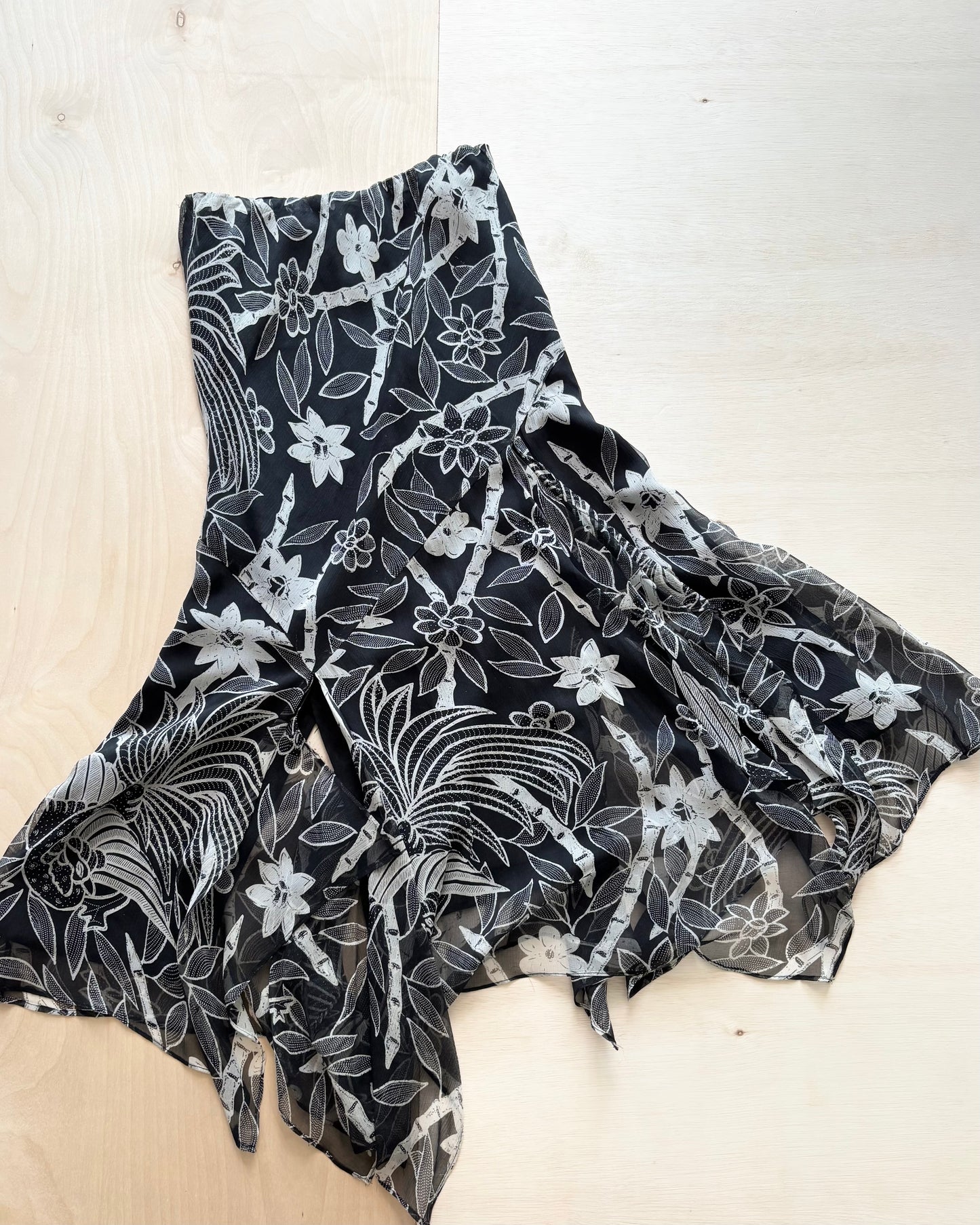 Floral Asymmetric Y2K Skirt | Size 24”-32” waist