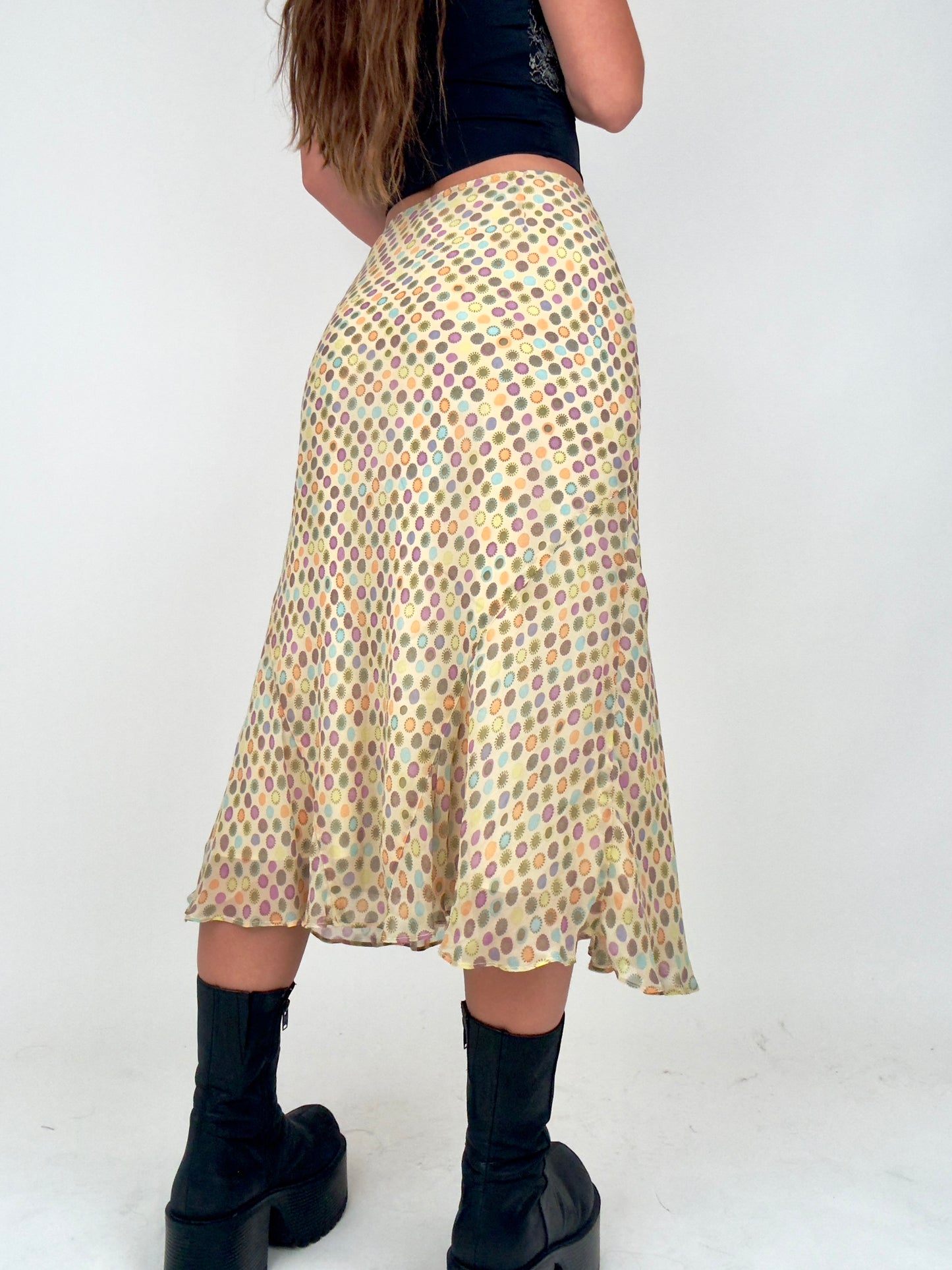 Yellow Geometric Midi | Size 28” waist
