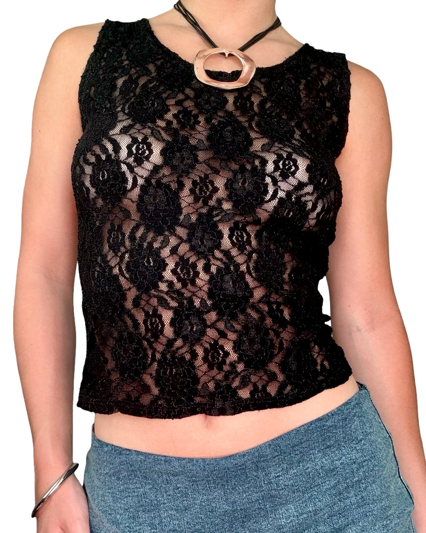 Sears 90's Mesh Lace Top | Size S