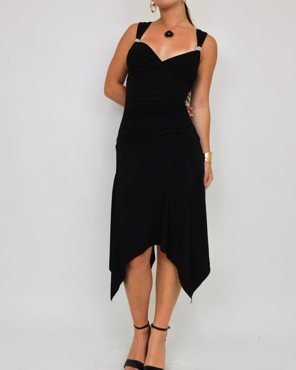 Y2K Black Asymmetric Party Dress | Size L
