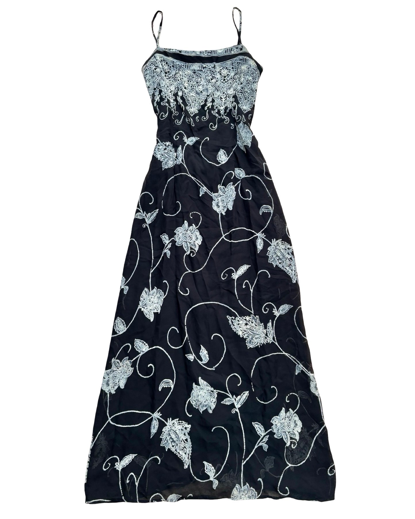 Black 90’s Floral Maxi Dress | Size M/L