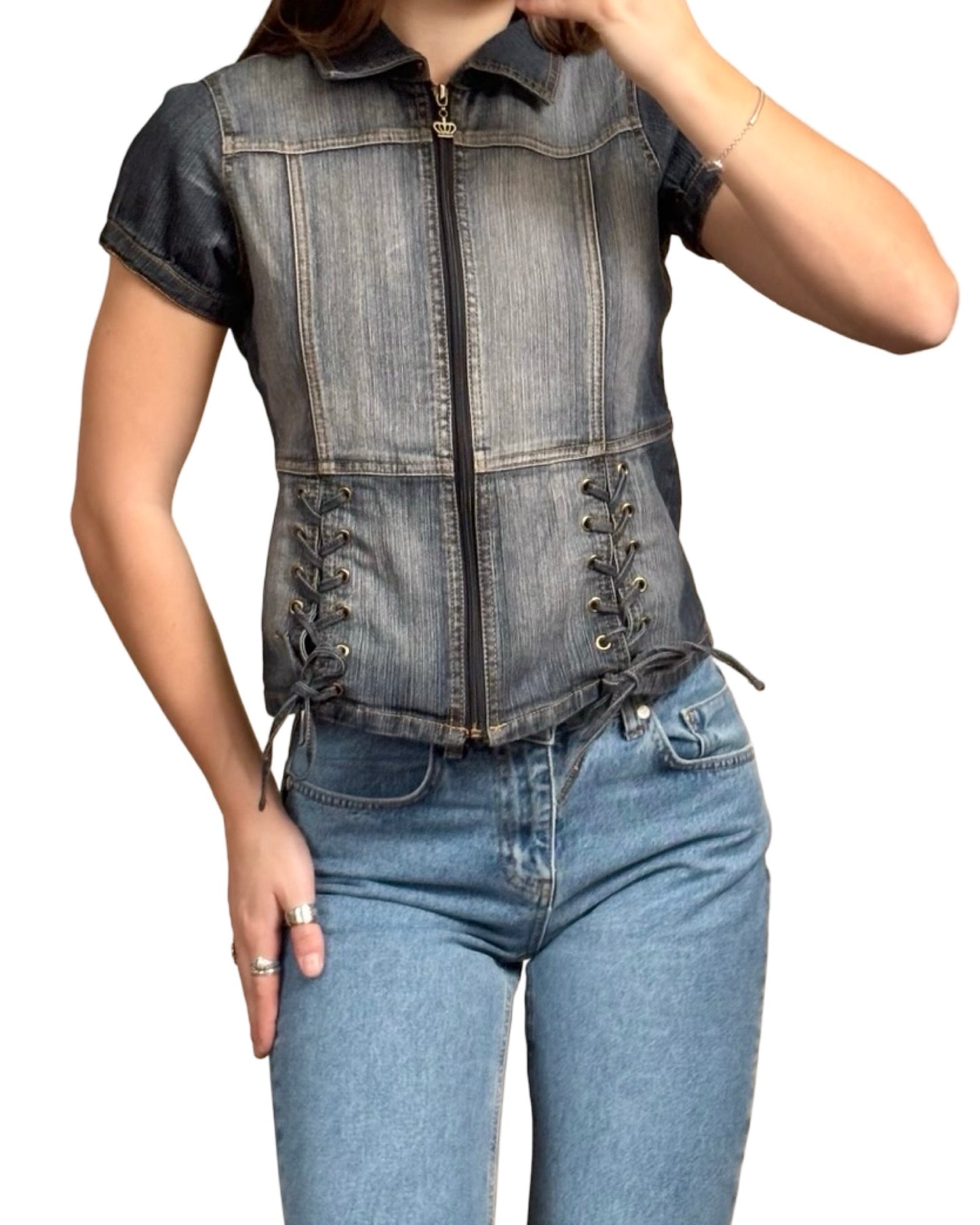 Drama Gold 00's Denim Top | Size M