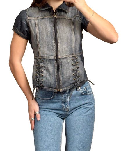 Drama Gold 00's Denim Top | Size M