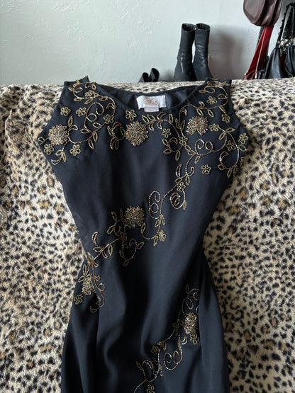 Midnight Beaded 90's Dress | Size L
