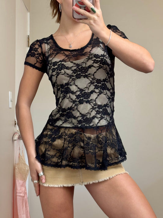 Planet Gold 00’s Lace Top | Size M