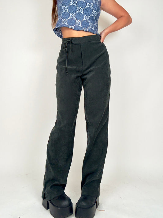 Side Tie Suede Trousers | Size 33” waist