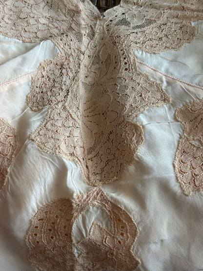 Peach 1930's Silk Tie Back Slip | Size 32