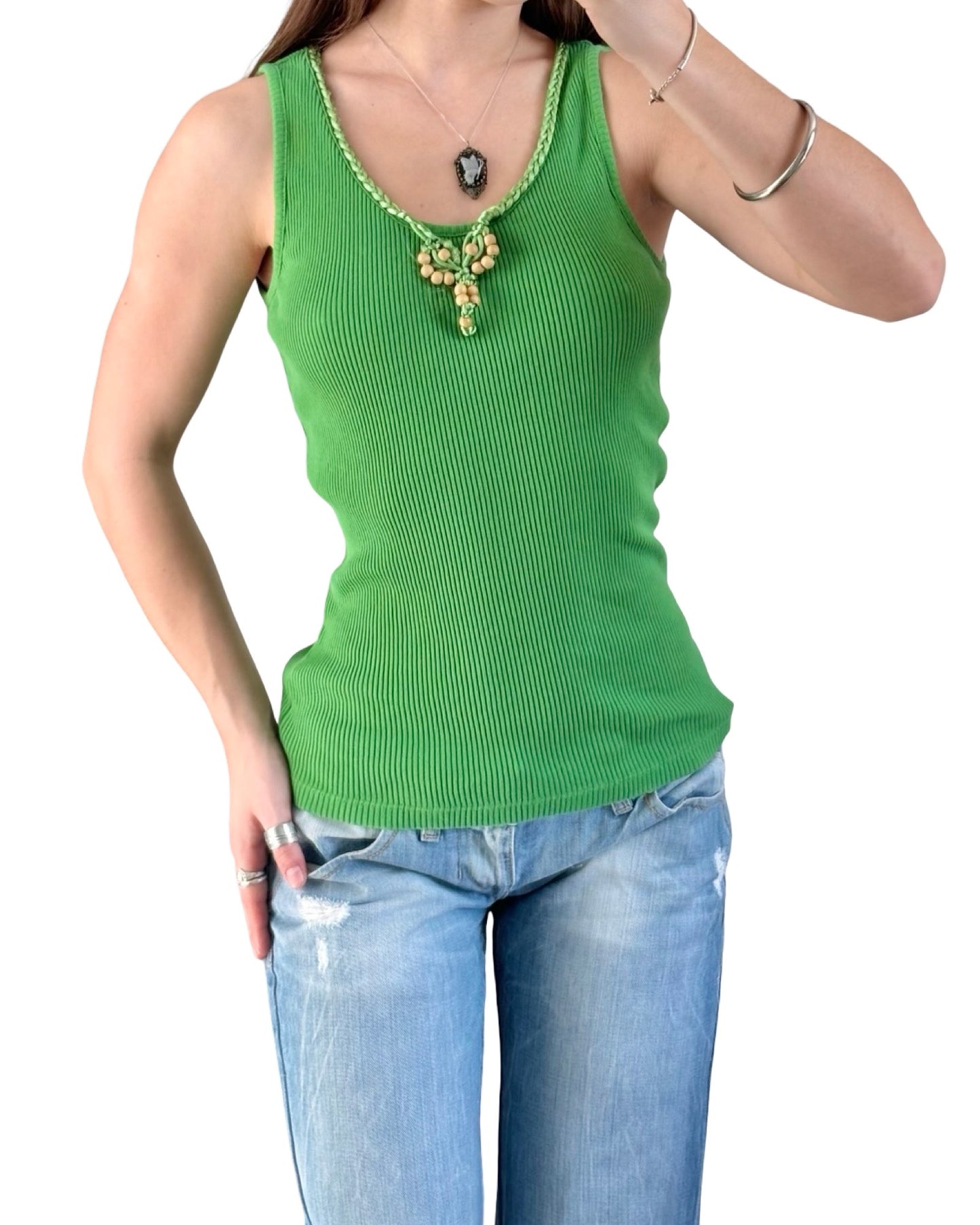 Apostrophe 00's Beaded Tank Top | Size S
