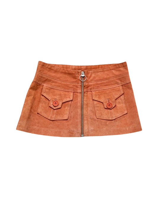 Real Leather Y2K Wet Seal Mini Skirt | Size XS