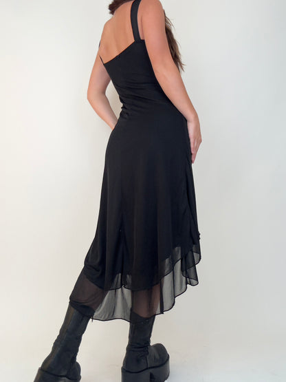 Black Asymmetric Midi | Size S