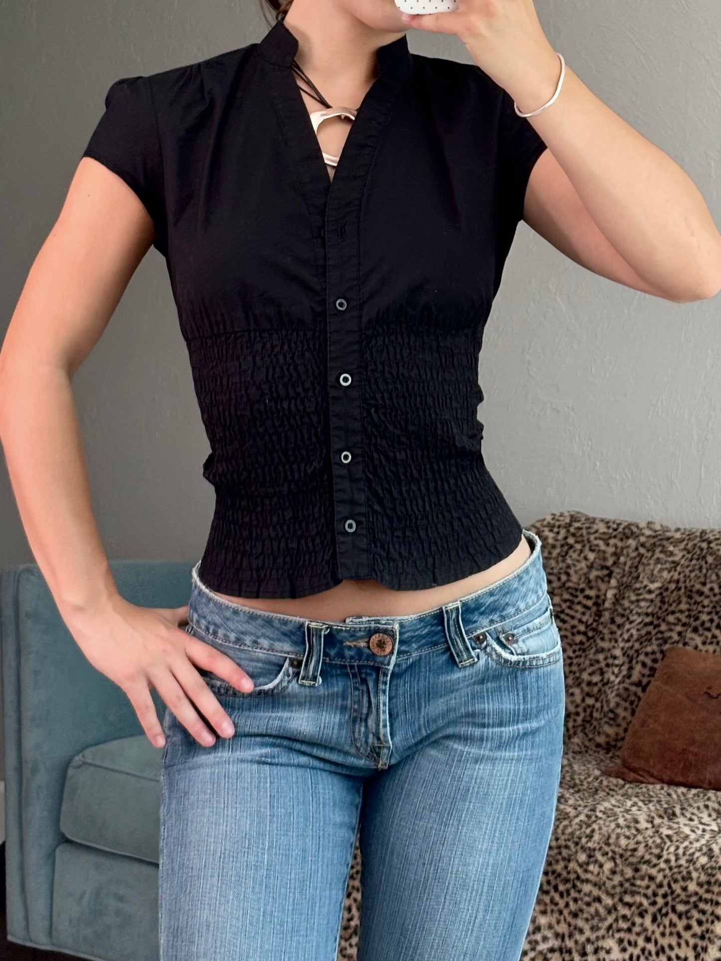 Cotton 00's Button Up Top | Size M