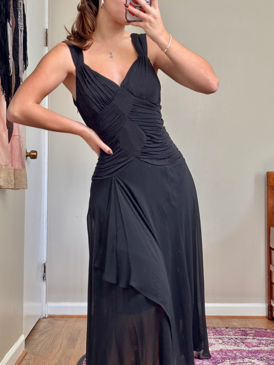 Sangria 00's Mesh Asymmetric Dress | Size M