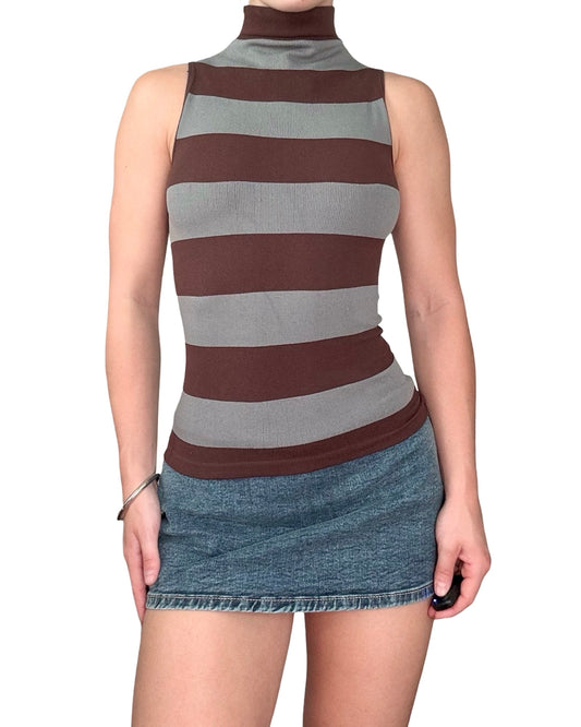 F&F 00's Stripe High Neck Top | OS