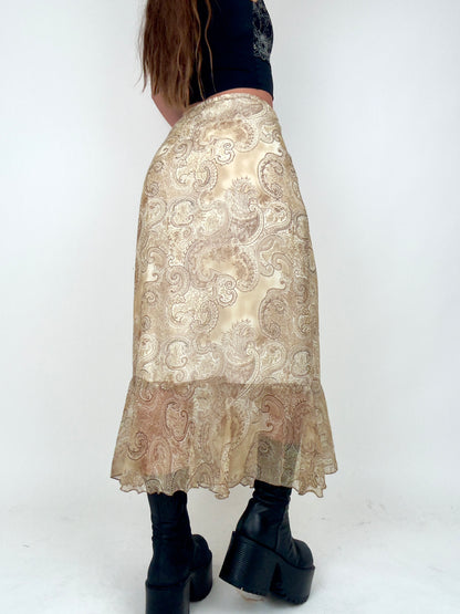 Tan Paisley Maxi | Size 27” waist