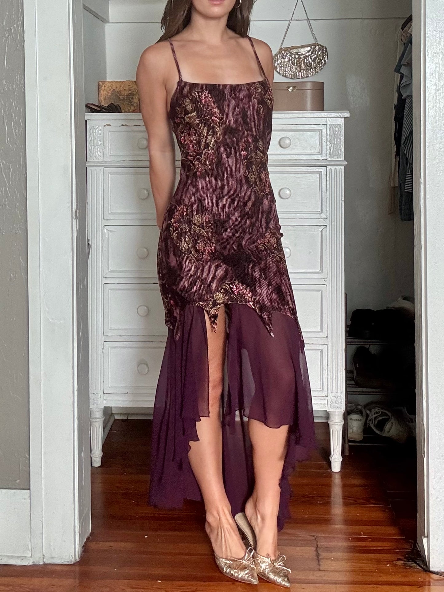Printed 90's Mesh Dress | Size M
