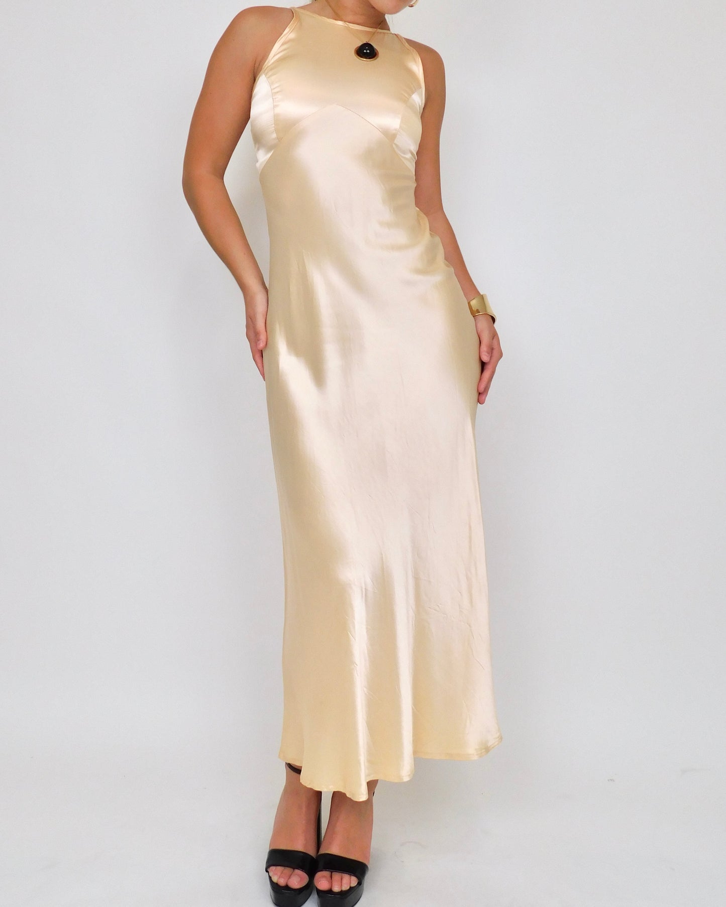 Vintage Cream Open Back Gown | Size 2