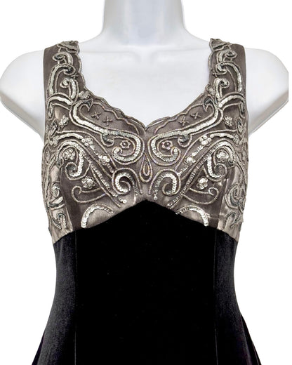 Tom Barra 90's Velvet Maxi Dress | Size 6P