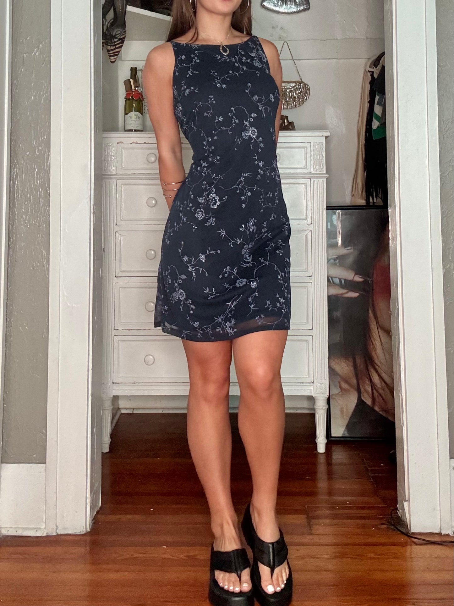 Mesh 90's Boat Neck Dress | Size M