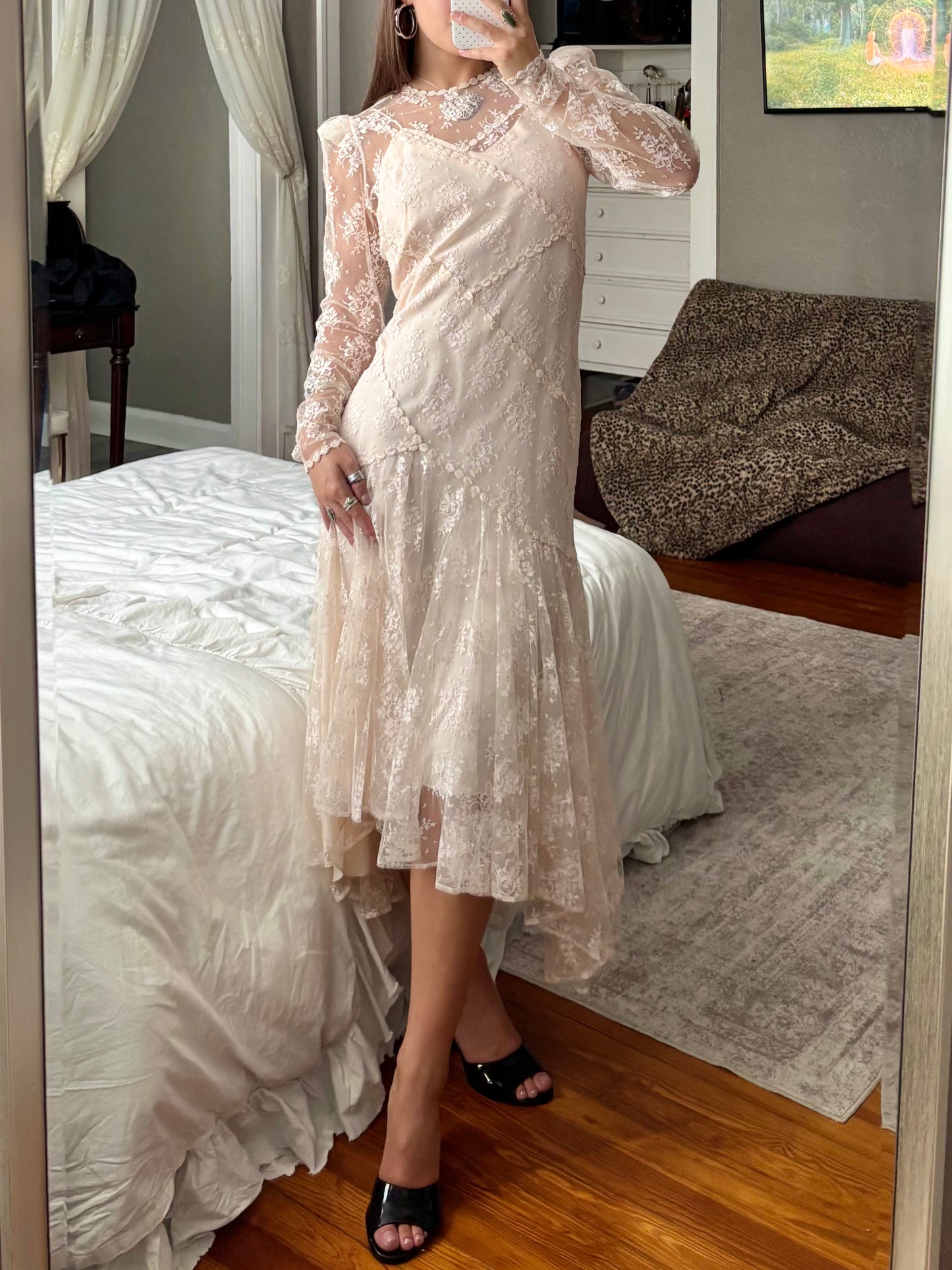 Lace 1970's Dress | Size 6