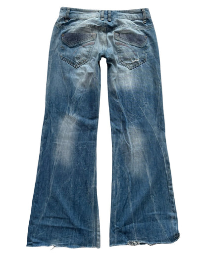 TRF Low-Rise Distressed Wide Leg Jean | Size 4