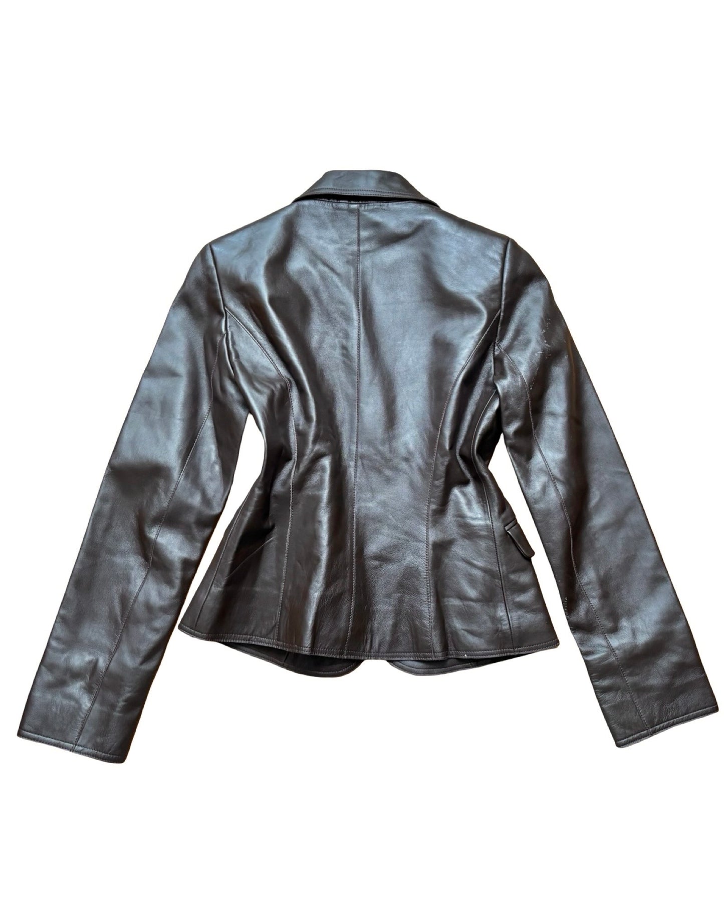 Brown 00's Leather Jacket | Size S