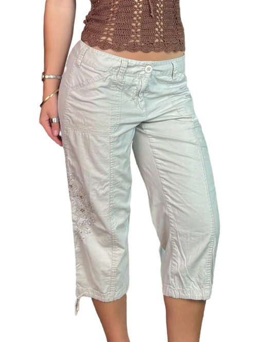 Beaded Cargo Capris | Size 31” waist