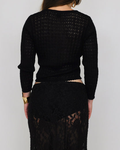 Y2K Crochet Tie Cardigan | Size S