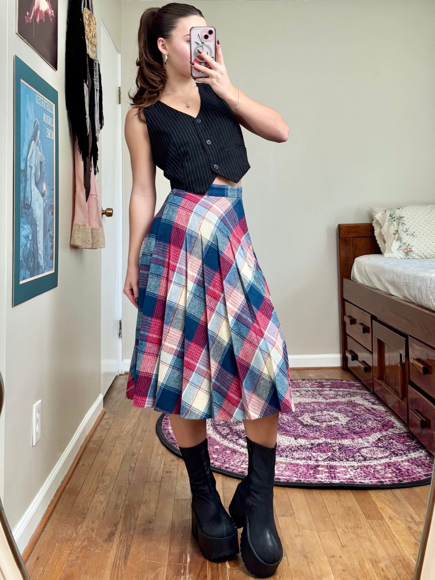 Plaid 70's Skirt | Size 25" Waist