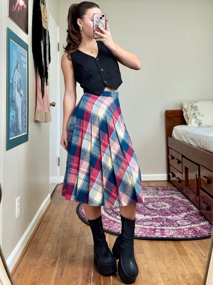 Plaid 70's Skirt | Size 25" Waist