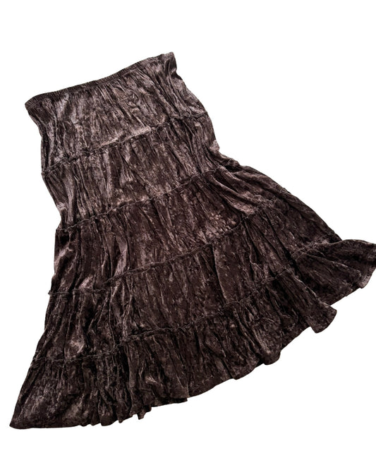 Mixit Y2K Brown Velvet Skirt | Size 32”-36” waist