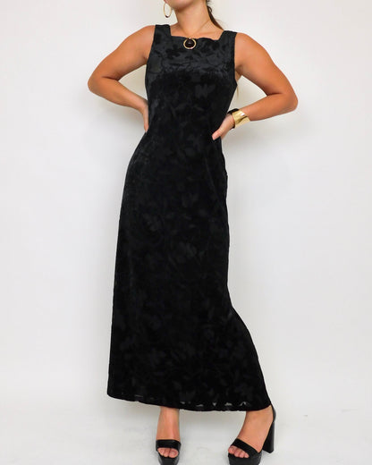 Floral Velvet Maxi Dress | Size 6