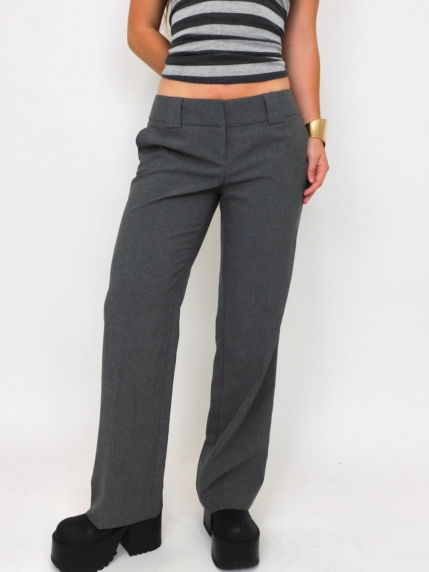 Low Rise Grey Trousers | Size 4