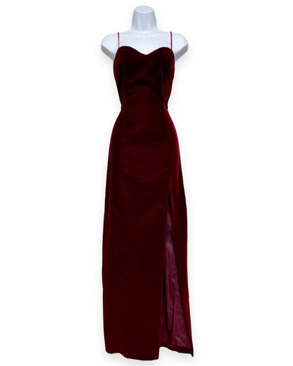 LA Burgundy 90's Velvet Maxi Dress | Size M