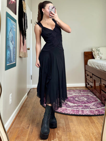 Sangria 00's Mesh Asymmetric Dress | Size M