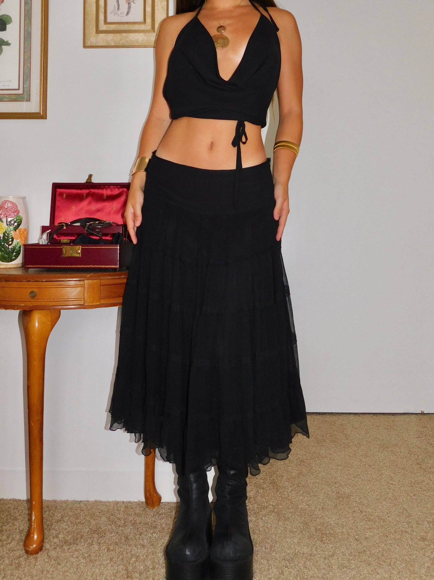 Maria Tiered Silk maxi | Size 30” waist