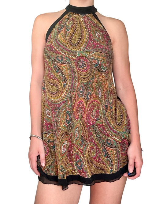 Guess 00's Silk High Neck Top | Size S