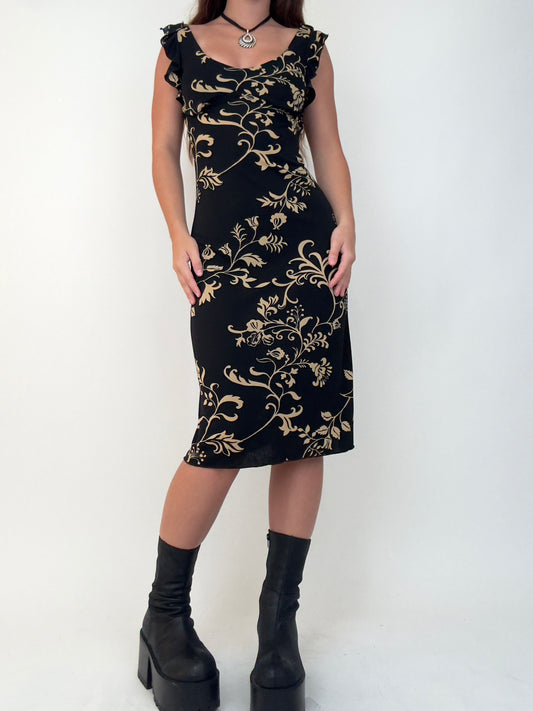 Black Floral Midi | Size M