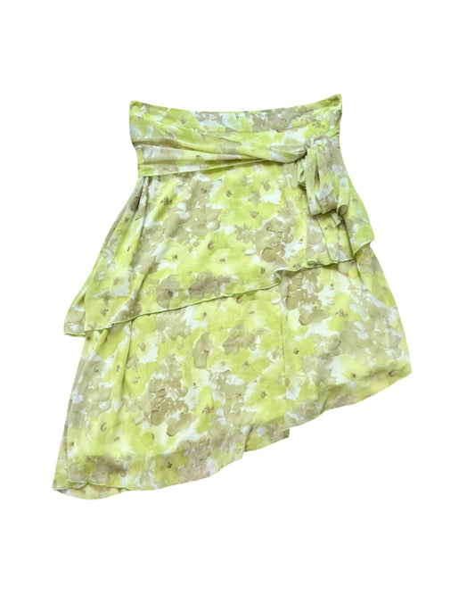 90’s Tiered Green Midi Skirt | Size 33” waist