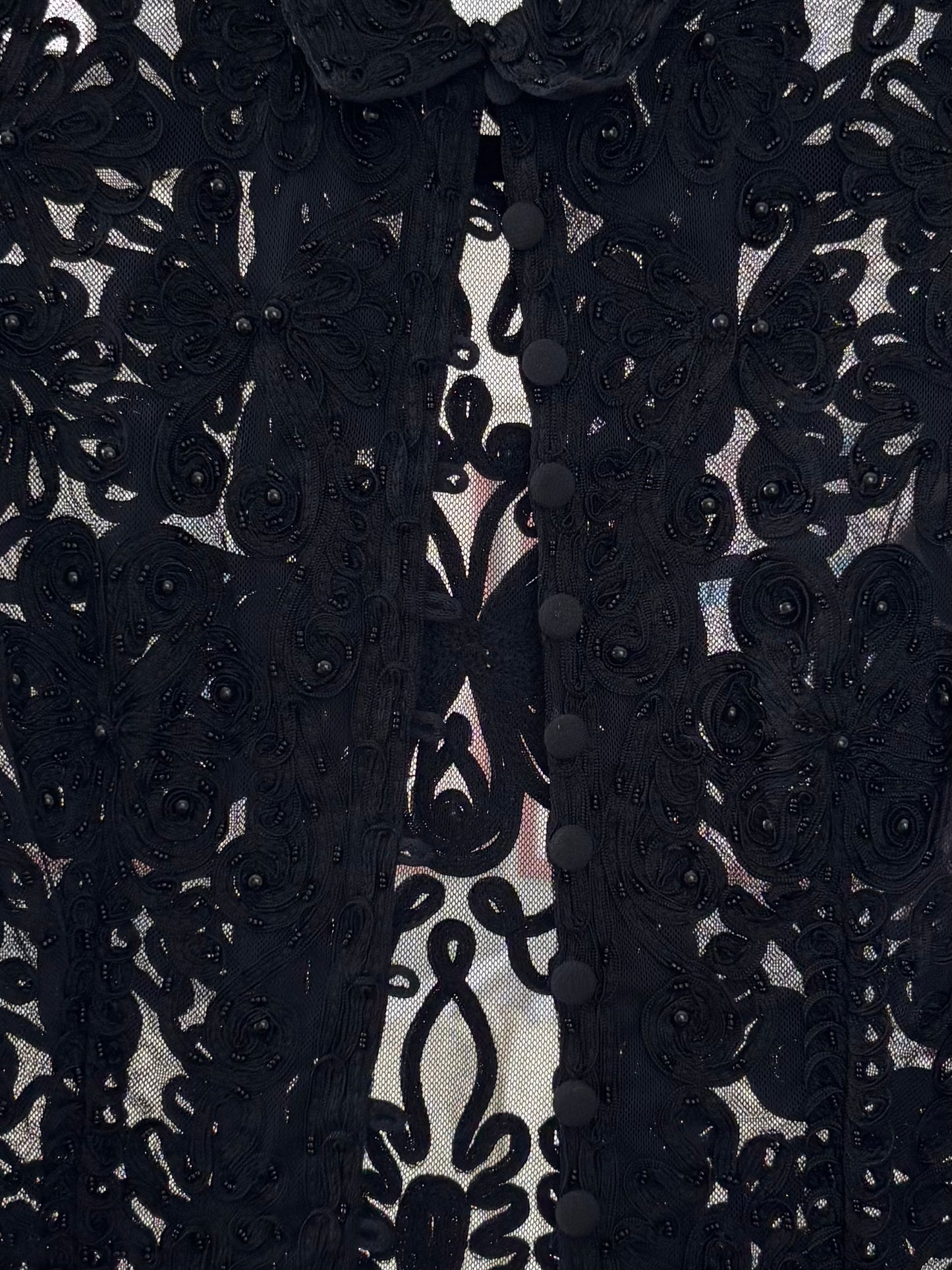 Hunza 90's Beaded Mesh Button Top | Size M