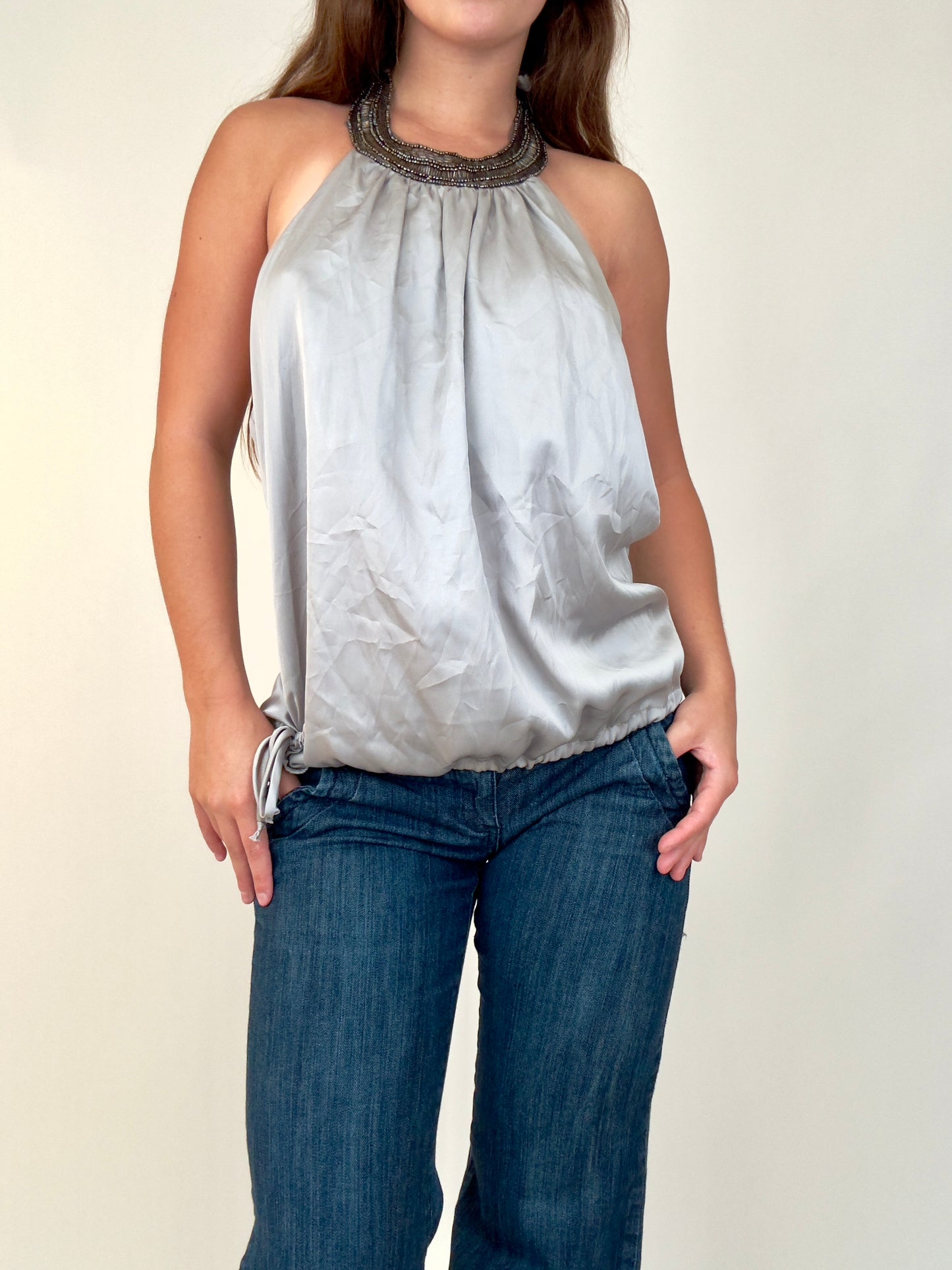 Silver Halter Blouse | Size L