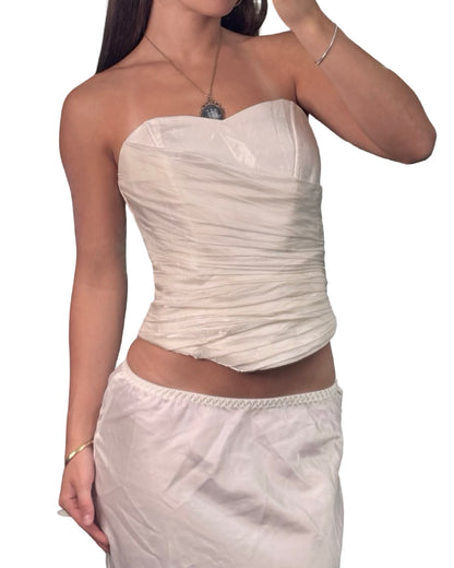 Draped 90's Ivory Corset | Size S