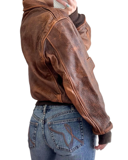 Branded 90's Leather Racing Jacket | Size S