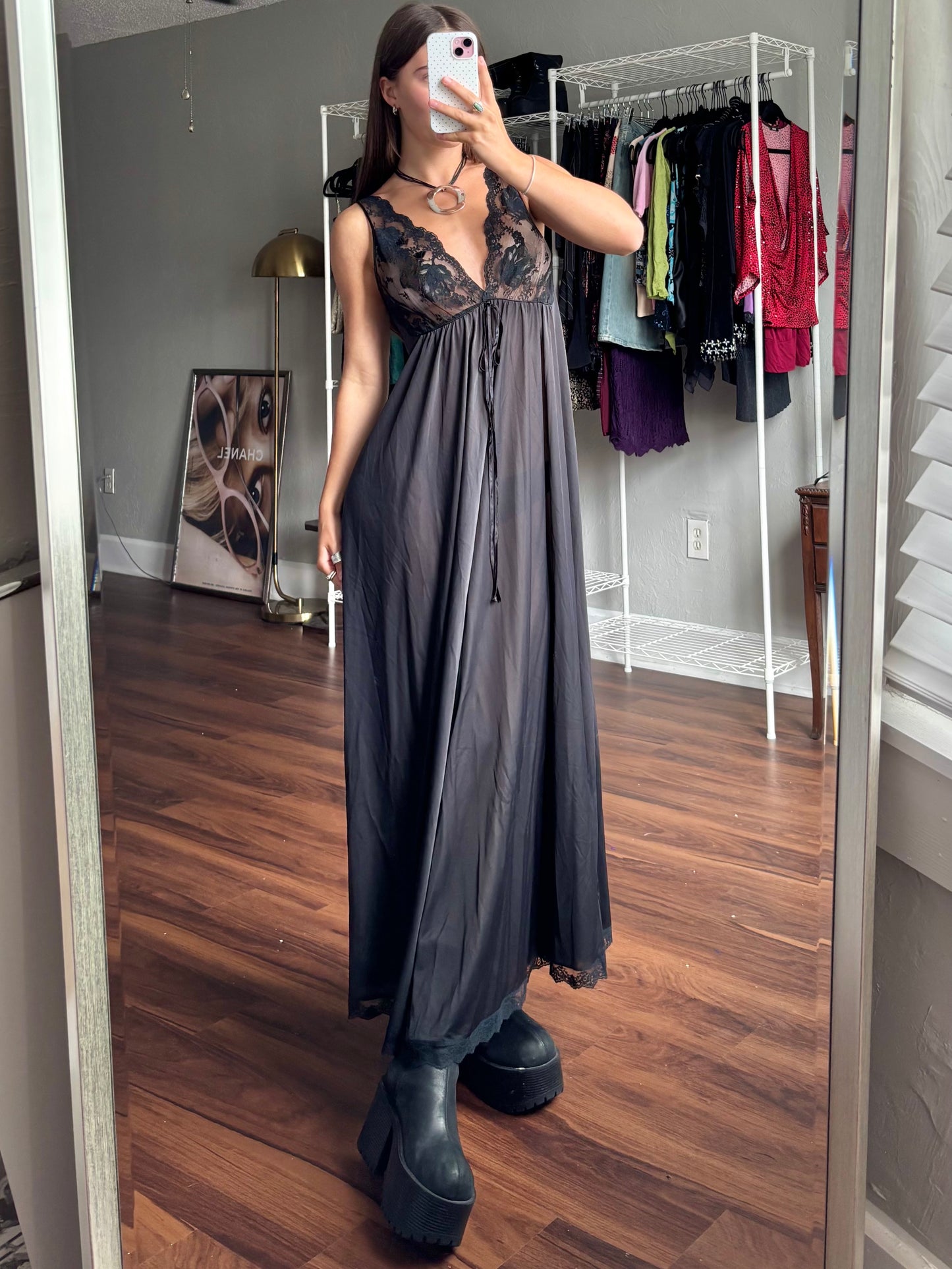 Lucie 70's Full Sweep Slip Dress | Size M