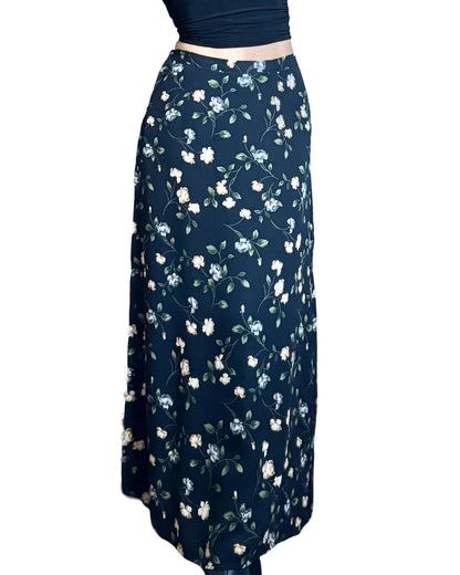 Floral 90’s Button Maxi Skirt | Size 27” waist