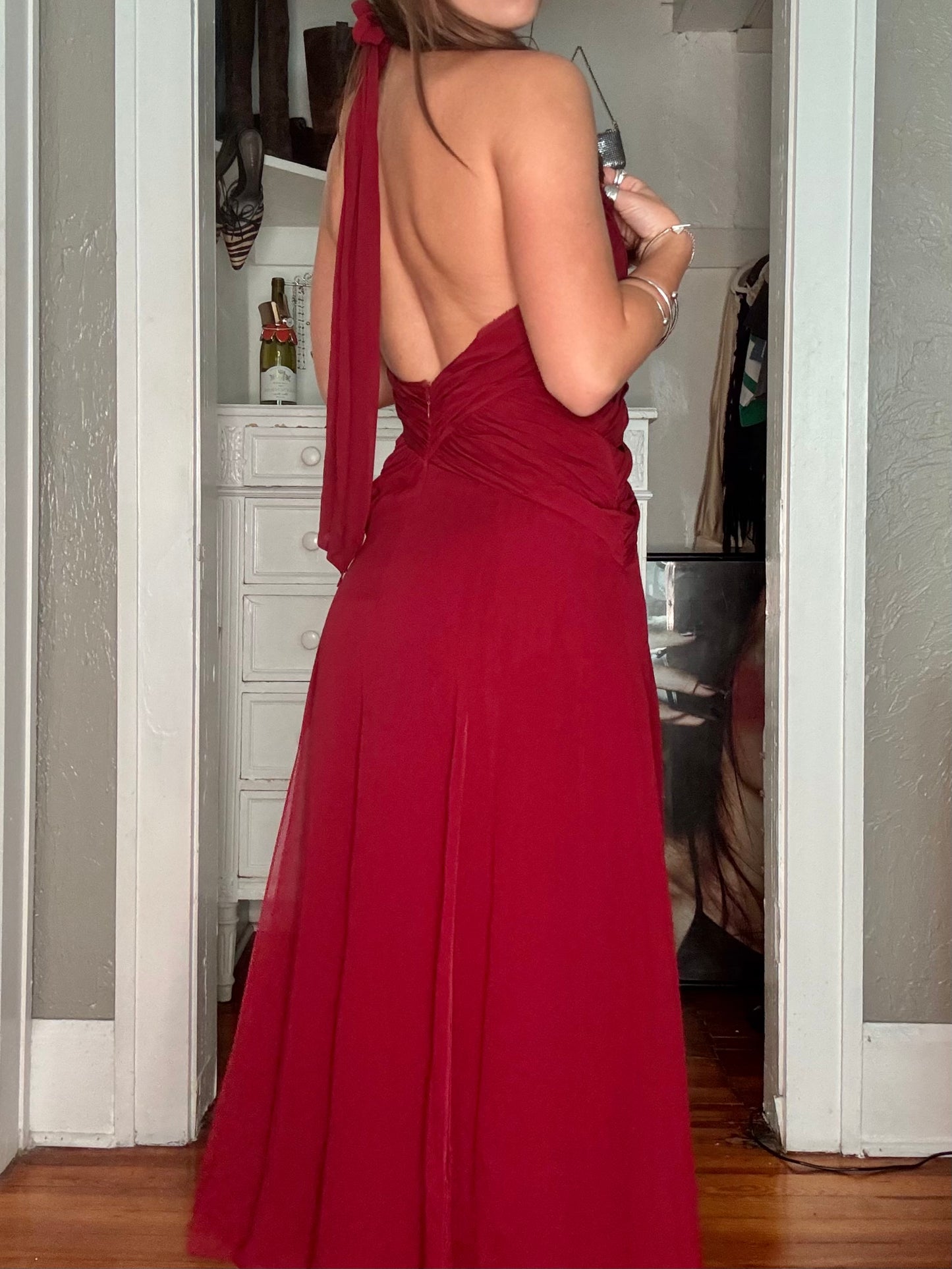 Ruched 00's Silk Dress | Size 4