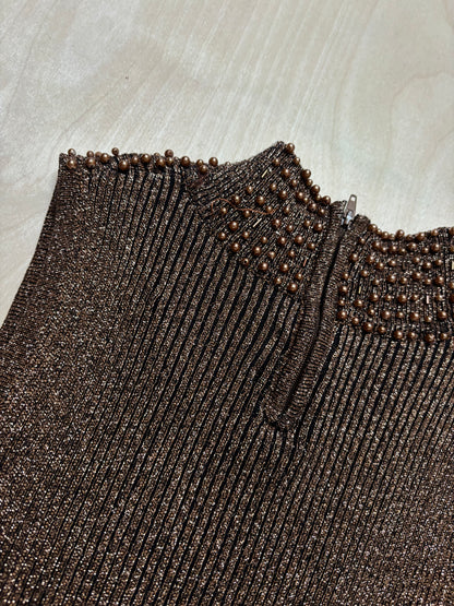 Cache 90’s Beaded Knit Top | Size M