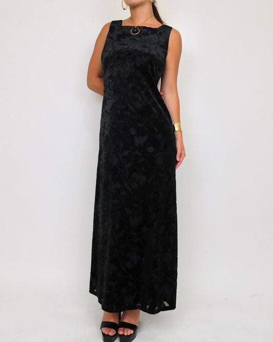 Floral Velvet Maxi Dress | Size 6