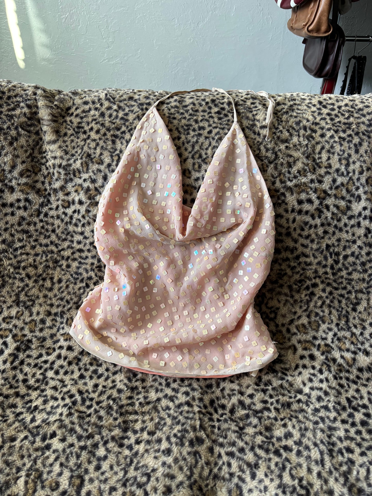 Sequin 00's Backless Halter Top | Size S